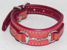 Amish Handmade Leather Pink Red Horse Snaffle Bit Equestrian Bracelet USA - £35.17 GBP