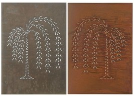 4 Punched Tin Panels Handcrafted Vertical Rustic Willow Tree In 4 Finishes Usa - £40.95 GBP