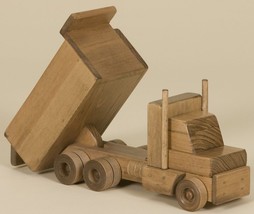 LARGE WOOD DUMP TRUCK - Handmade Working Construction Wooden Toy HUGE Am... - $155.99