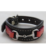 Equestrian Bit Bracelet Pink Black Leather Silver Snaffle Horse Handcraf... - £35.17 GBP
