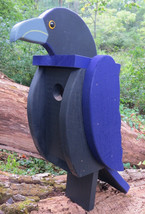 RAVEN BIRDHOUSE Solid Wood Purple Black AMISH HANDMADE USA - £62.90 GBP
