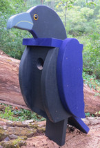 RAVEN BIRDHOUSE Solid Wood Purple Black AMISH HANDMADE USA - £62.89 GBP