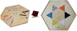Aggravation &amp; Checkers Wood Game Board Combo - Amish Handmade Glass Marbles Usa - $179.99