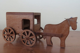 Amish Horse &amp; Buggy - Handmade Working Wood Montessori Toddler Play Toy Usa - £61.32 GBP