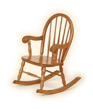 Classic Childrens Oak Rocker USA HANDMADE Bow Back Child Wooden Rocking ... - £358.22 GBP