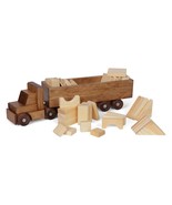CARGO TRUCK with BUILDING BLOCK SET -  Wood Tractor Trailer AMISH HANDMADE USA - £152.90 GBP