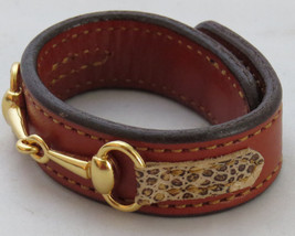 Amish Handmade Leather Snakeskin Horse Snaffle Bit Equestrian Bracelet USA - £34.45 GBP