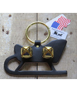 Christmas Sleigh Bell Dog Door Chime Amish Handmade USA Brass Leather Ho... - £19.95 GBP