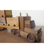 HANDMADE WOOD SKID TRUCK - Tractor Trailer with 3 Crates Pallet Cargo Am... - £144.66 GBP