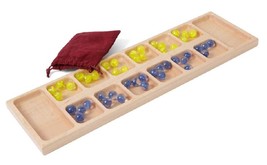 MANCALA GAME BOARD - Amish Handmade Solid Maple with Marbles and Storage Pouch - £86.32 GBP