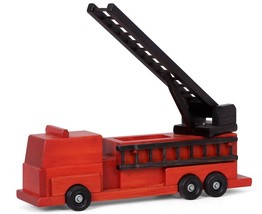 LARGE RED FIRE ENGINE Handmade Wood 1st Responder Ladder Rescue Truck Am... - £126.26 GBP