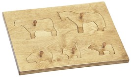 Wood Puzzle Board With Farm Animals Amish Handmade Children's Toy Gift Made Usa - $70.99