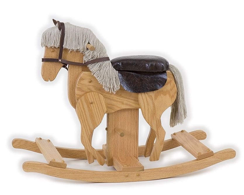 WOODEN GALLOPING ROCKING HORSE w SADDLE Handmade Toddler Nursery CLACKITY - $329.97