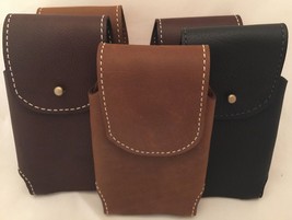 Handmade Leather Phone Holster Case With Card Money Wallet &amp; Magnet Closure Usa - £62.48 GBP