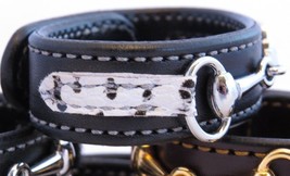 Black Leather Zebra Print Equestrian Horse Silver Snaffle Bit Bracelet Handmade - $44.00