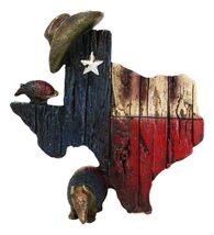 Rustic Western Lone Star State Texas Map with Armadillos and Cowboy Hat ... - $17.99