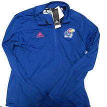 Adidas NCAA Kansas Jayhawks 1/4 Zip Knit Long Sleeve Shirt Mens Medium Blue - £29.15 GBP