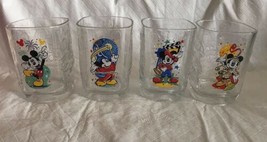 Disney Mickey Mouse 2000 Millennium Anniversary Rare Glasses Set McDonald&#39;s (4) - £18.86 GBP