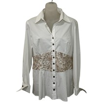 $375 Finley Women&#39;s White Blouse with Crochet Lace waist size S NWT - £59.10 GBP