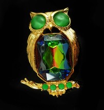 Jelly belly Owl Brooch vintage BIG Bird Figural signed costume jewelry teacher g - £67.94 GBP
