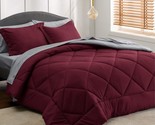 Burgundy Queen Comforter Set - 7 Pieces Reversible Queen Bed In A Bag Qu... - $124.99