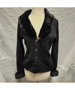 Saks Fifth Avenue Folio Collection Women&#39;s Black Cardigan w/ Fur Collar,... - £46.77 GBP