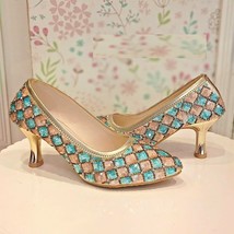 Womens Pencil heels trendy motif troika embellished mules US Size 5-10 N... - £31.45 GBP