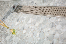 Royal Linear Shower Drain Traditional Square 35 Stainless Steel by Serene Steam - £225.95 GBP