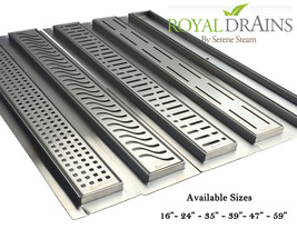 Royal Linear Shower Drain Traditional Square 59 Stainless Steel by Seren... - $449.00