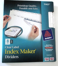 Avery Index Maker Clear Label Dividers with Label Sheet, White 8 Tab 11437 - £17.12 GBP