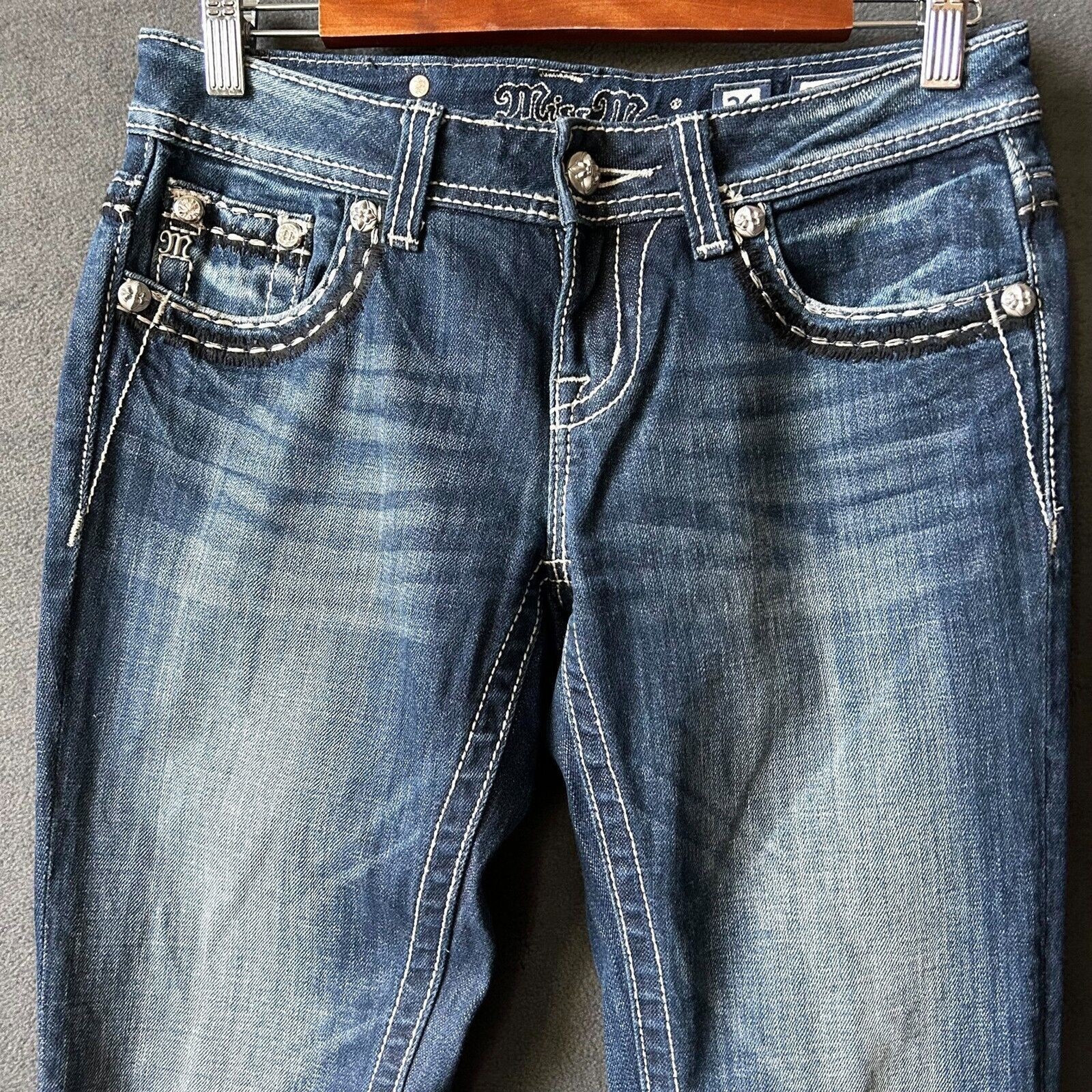 Miss Me Easy Boot Jeans Women’s Size 26 Blue Denim JE5733EL Embellished Pockets Item image 5