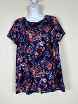 Cuddl Duds Womens Size L Blue/Red Floral Lounge Flexwear T-shirt Short Sleeve - £7.19 GBP