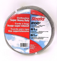 Strata 200 Feet Clothesline Outdoor Heavy Duty Galvanized Steel Cable Silver - £30.97 GBP