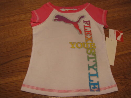 Primary image for Puma girls active t shirt PGS14153 white pink NWT 4 youth TEE *^