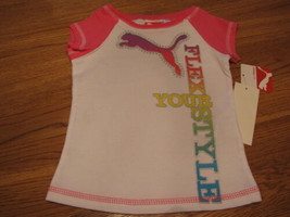 Puma girls active t shirt PGS14153 white pink NWT 4 youth TEE *^ - $9.77