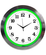 Chrome Green Standard LED 15&quot; Wall Décor Neon Clock 8CHRCG - £64.03 GBP