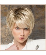 Ash Blonde Short Straight Hair with Long Bangs Pixie Style Cut Full Lace... - £47.91 GBP