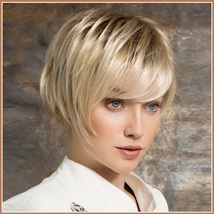 Ash Blonde Short Straight Hair with Long Bangs Pixie Style Cut Full Lace Wig image 2