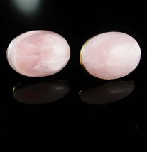 Pink Cuff links Rose Quartz like Cufflinks Love stone Vintage LARGE Swank Gold p - £75.93 GBP