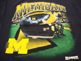 NCAA Michigan Wolverines College University Football Sports Fan Blue T Shirt L - £13.72 GBP