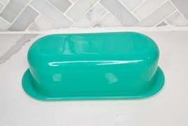Vintage TUPPERWARE Green Teal Domed Butter Dish with Lid Plastic USA 5080A-2 - £12.65 GBP