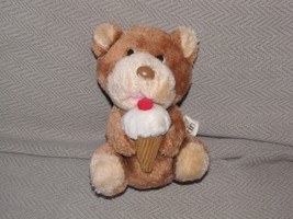 6&quot; Baskin Vintage Russ Berrie #387 Bear With Ice Cream Cone Plush Stuffed Animal - £11.36 GBP