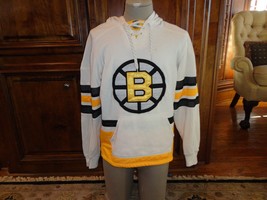 Vintage 90&#39;s CCM Sewn Boston Bruins String Hooded 60-40 Sweatshirt Hoodie Men S - £46.40 GBP