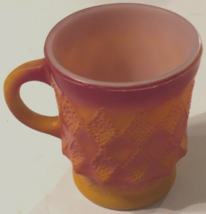 ANCHOR HOCKING Vintage Fire King 319 Diamond Red Orange Kimberly Glass Mug Cup - $8.31