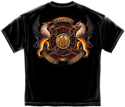 New FIREFIGHTER T SHIRT COAT OF ARMS - $25.73+
