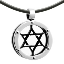 Stainless Steel Magen David Star of David Judaica Jewish Charm Pendant Necklace - £21.63 GBP