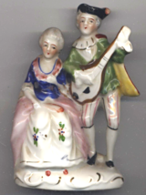 German Glazed Porcelain 19th Century Antique Noble Romantic Lovers Musician Lute - £19.98 GBP