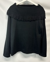 Dorby Stylish Rich Black Vintage Sweater Top w BoHo Tassle Detail L - $29.97