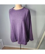 Cuddl Duds ComfortWear 1X Purple Crewneck Sweatshirt Pockets Thumbhole T... - $9.76