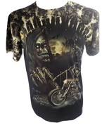 DAVID CAREY SKULL SHIRTZ GRIM REAPER SZ M STUDDED GLOW IN DARK TSHIRT MO... - $13.99